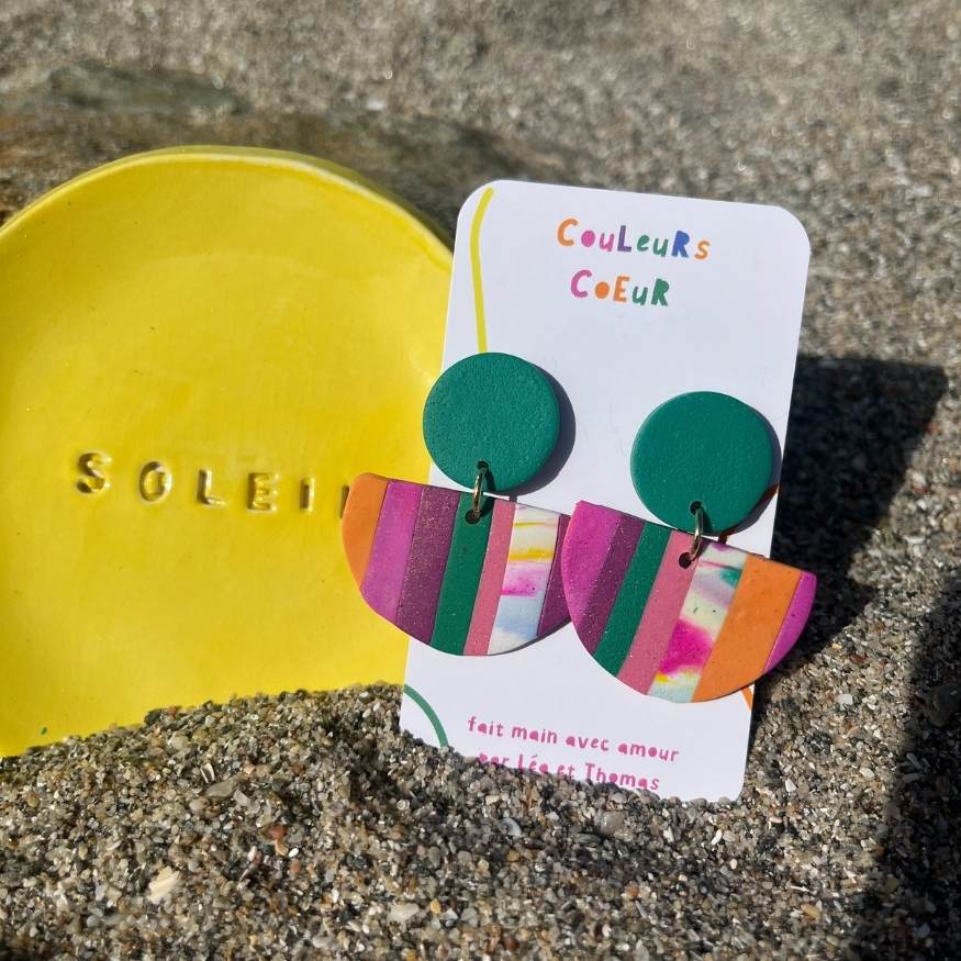 Ibiza ☀️- Rainbow Orange & Rose / Rond Vert