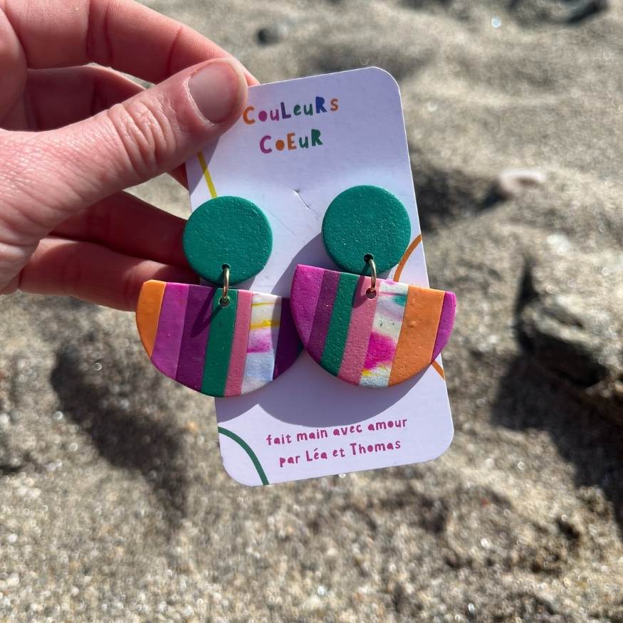 Ibiza ☀️- Rainbow Orange & Rose / Rond Vert