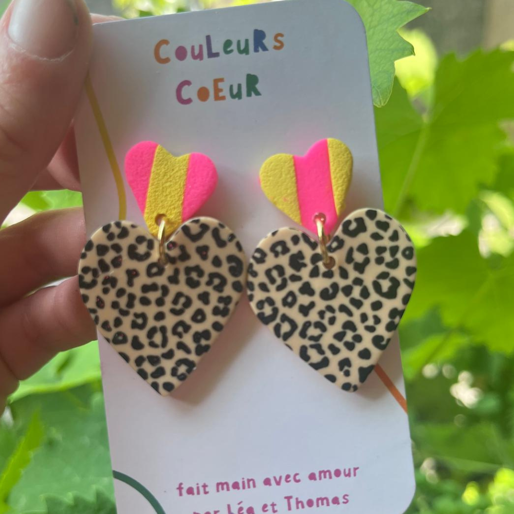 Venise - Léopard/ Coeur Rose&Jaune
