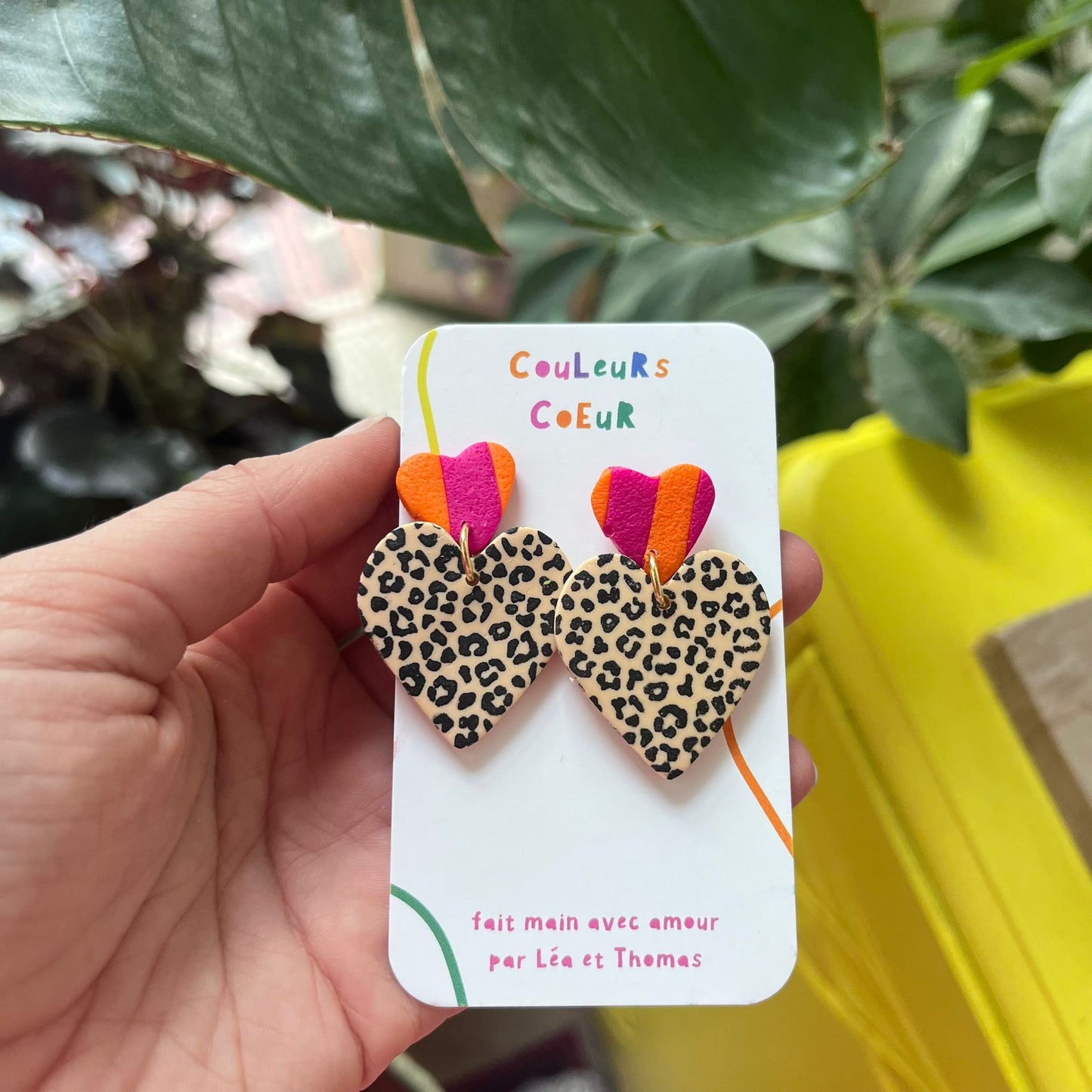 Venise - Léopard/ Coeur Rose&Orange