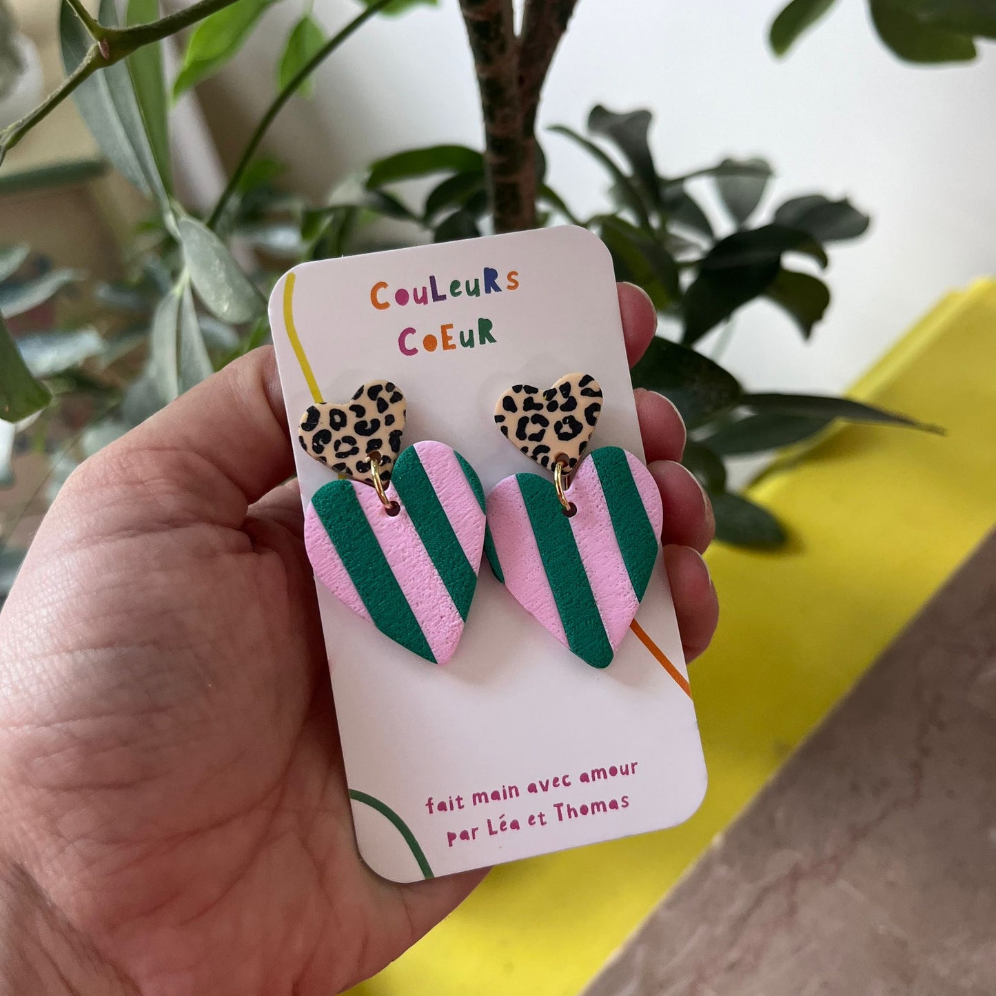 Venise - Rose/ Vert avec Coeur Léopard