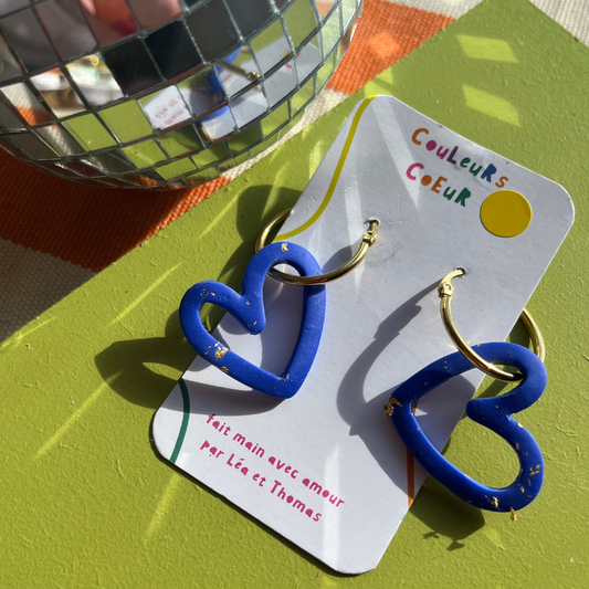 Valentina ☀️  - Créole Coeur, Bleu klein et doré