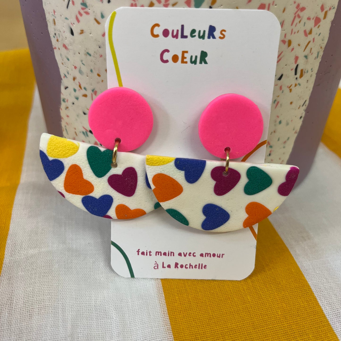 Ibiza - Rose Fluo & Coeurs Multicolores